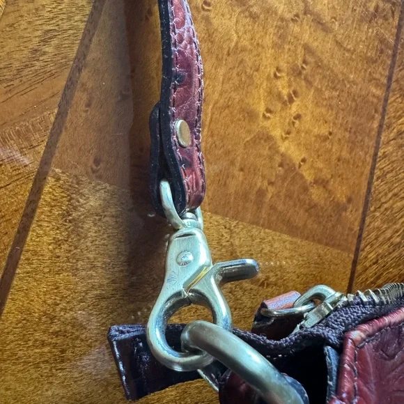 Brahmin Croc-Embossed Satchel - Deep Burgundy - Picture 5 of 9